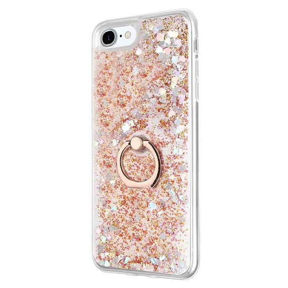 Microsonic Apple iPhone SE 2022 Kılıf Glitter Liquid Holder Gold 2