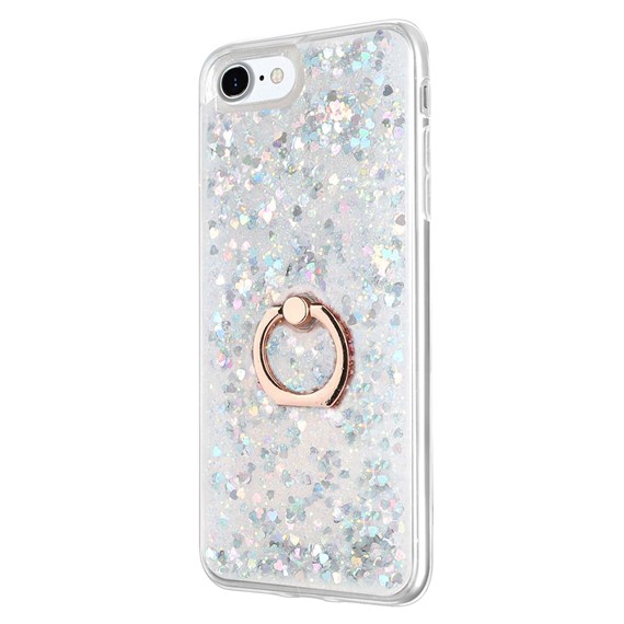 Microsonic Apple iPhone SE 2020 Kılıf Glitter Liquid Holder Gümüş 2