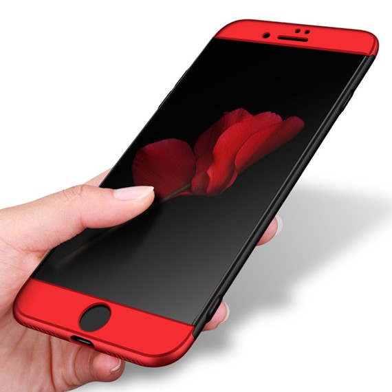 Microsonic Apple iPhone 7 Plus Kılıf Double Dip 360 Protective Siyah Kırmızı 5