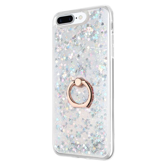 Microsonic Apple iPhone 8 Plus Kılıf Glitter Liquid Holder Gümüş 2