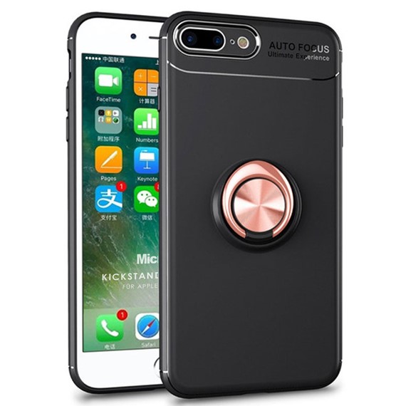 Microsonic Apple iPhone 8 Plus Kılıf Kickstand Ring Holder Siyah Rose 1