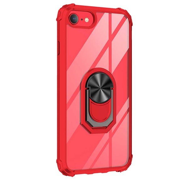 Microsonic Apple iPhone SE 2022 Kılıf Grande Clear Ring Holder Kırmızı 2