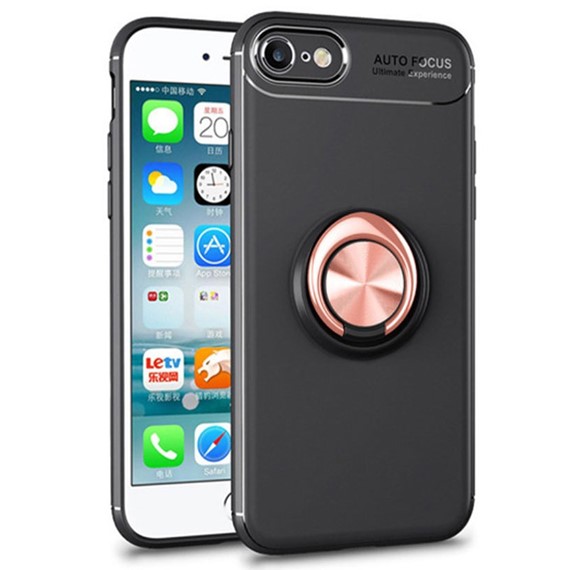 Microsonic Apple iPhone SE 2022 Kılıf Kickstand Ring Holder Siyah Rose 1