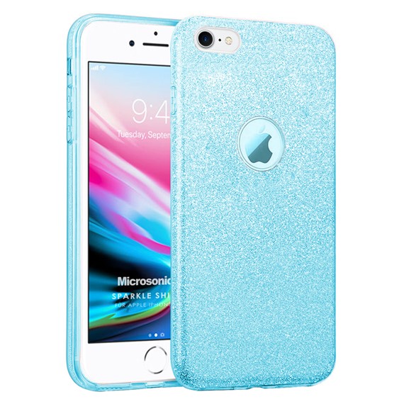 Microsonic Apple iPhone SE 2022 Kılıf Sparkle Shiny Mavi 1
