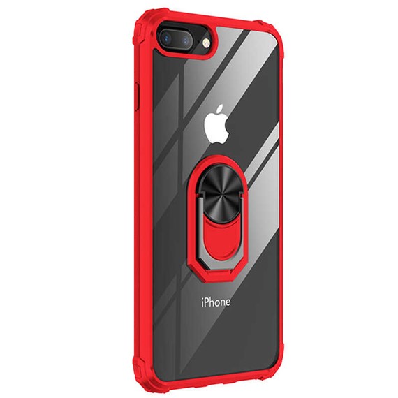 Microsonic Apple iPhone 8 Plus Kılıf Grande Clear Ring Holder Kırmızı 2