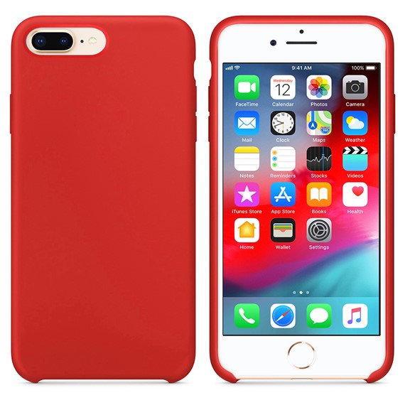 Microsonic Apple iPhone 8 Plus Kılıf Liquid Lansman Silikon Kırmızı 1