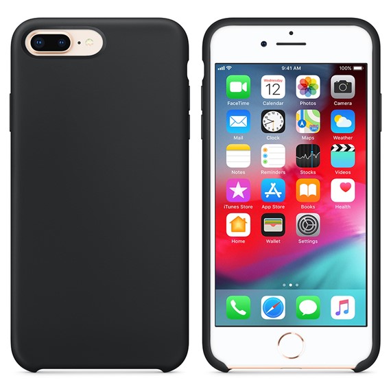 Microsonic Apple iPhone 8 Plus Kılıf Liquid Lansman Silikon Siyah 1