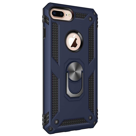 Microsonic Apple iPhone 8 Plus Kılıf Military Ring Holder Lacivert 2