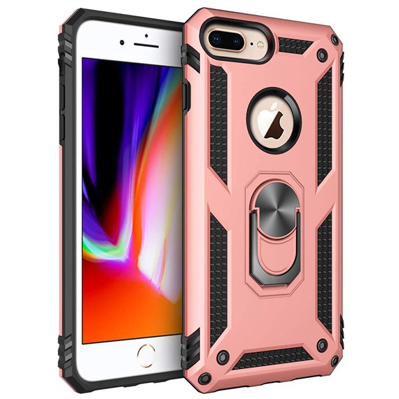 Microsonic Apple iPhone 8 Plus Kılıf Military Ring Holder Rose Gold 1