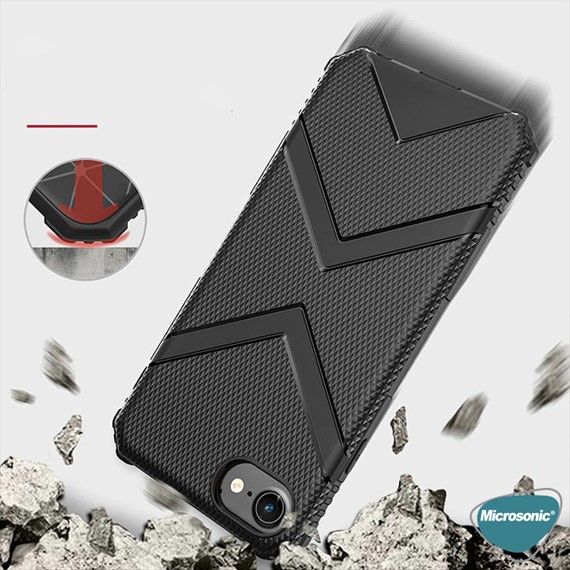 Microsonic Apple iPhone SE 2022 Kılıf Diamond Shield Siyah 4