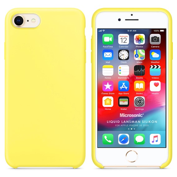 Microsonic Apple iPhone SE 2022 Kılıf Liquid Lansman Silikon Güneş Sarısı 1