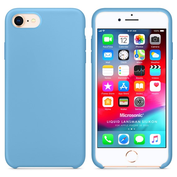 Microsonic Apple iPhone SE 2022 Kılıf Liquid Lansman Silikon Kantaron Mavisi 1