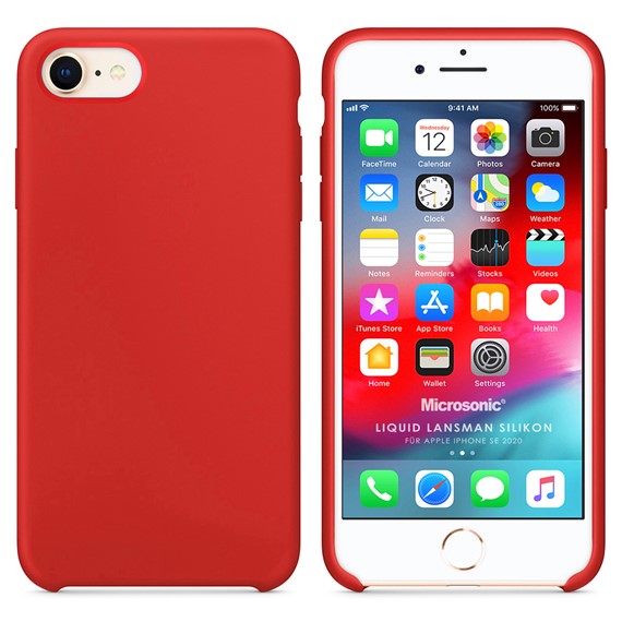 Microsonic Apple iPhone SE 2020 Kılıf Liquid Lansman Silikon Kırmızı 1