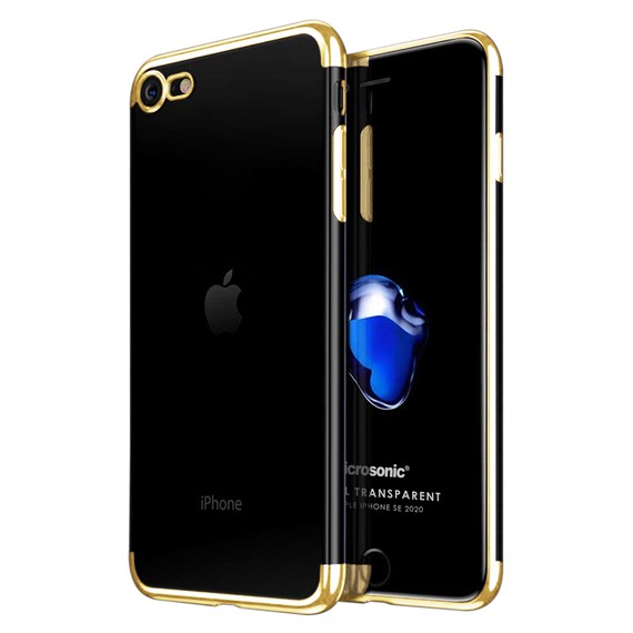 Microsonic Apple iPhone SE 2022 Kılıf Skyfall Transparent Clear Gold 1