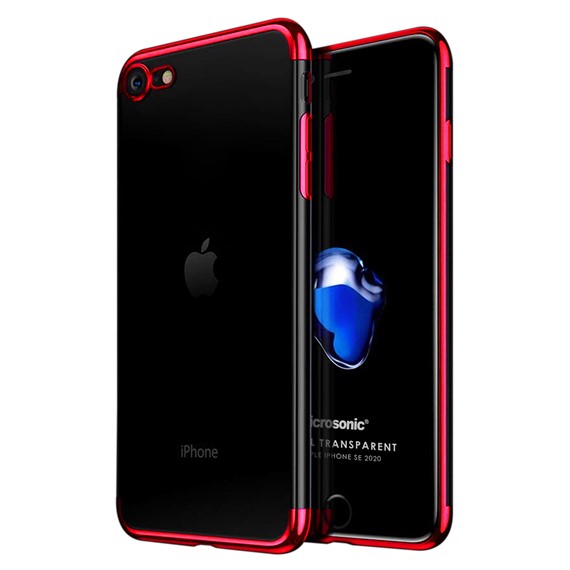 Microsonic Apple iPhone SE 2020 Kılıf Skyfall Transparent Clear Kırmızı 1