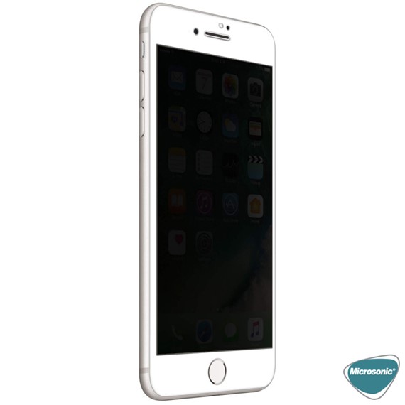 Microsonic Apple iPhone SE 2022 Privacy 5D Gizlilik Filtreli Cam Ekran Koruyucu Beyaz 4