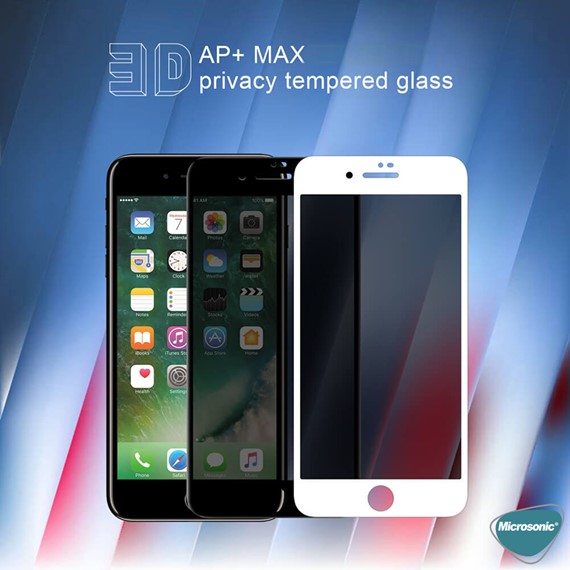 Microsonic Apple iPhone SE 2022 Privacy 5D Gizlilik Filtreli Cam Ekran Koruyucu Siyah 5