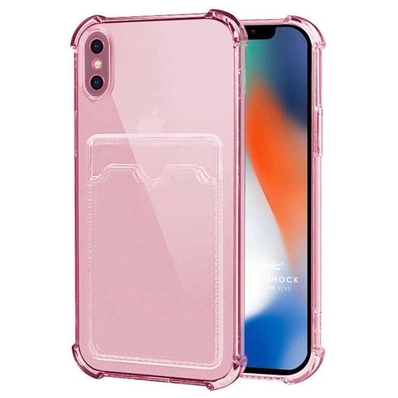 Microsonic Apple iPhone X Card Slot Shock Kılıf Pembe 1