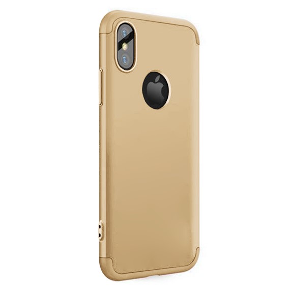 Microsonic Apple iPhone X Kılıf Double Dip 360 Protective Gold 2