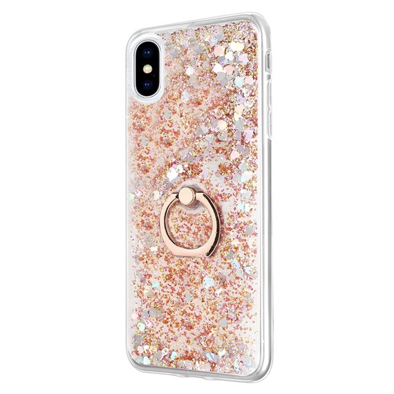 Microsonic Apple iPhone X Kılıf Glitter Liquid Holder Gold 2