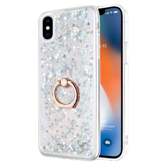 Microsonic Apple iPhone X Kılıf Glitter Liquid Holder Gümüş 1