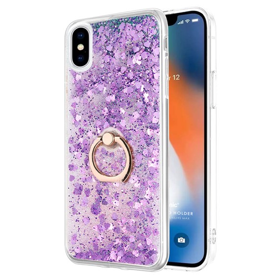 Microsonic Apple iPhone XS Kılıf Glitter Liquid Holder Mor 1