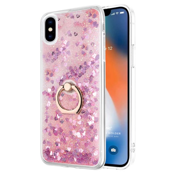 Microsonic Apple iPhone XS Kılıf Glitter Liquid Holder Pembe 1