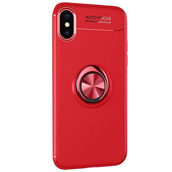 Microsonic Apple iPhone XS Kılıf Kickstand Ring Holder Kırmızı 2
