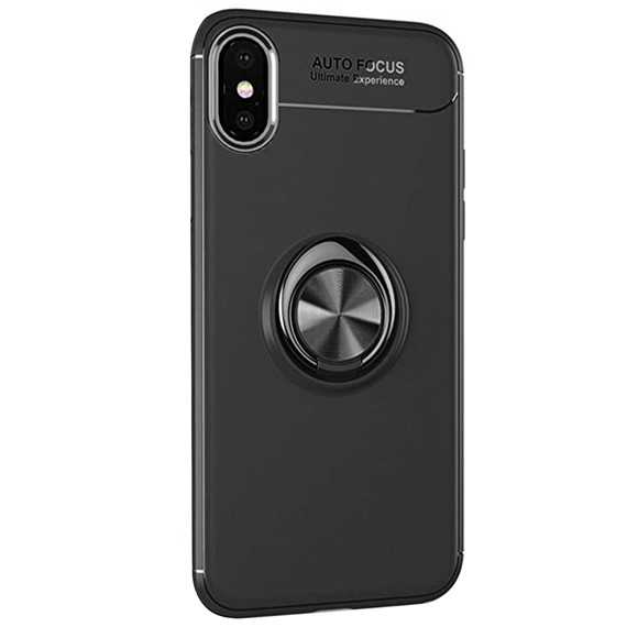 Microsonic Apple iPhone XS Kılıf Kickstand Ring Holder Siyah 2