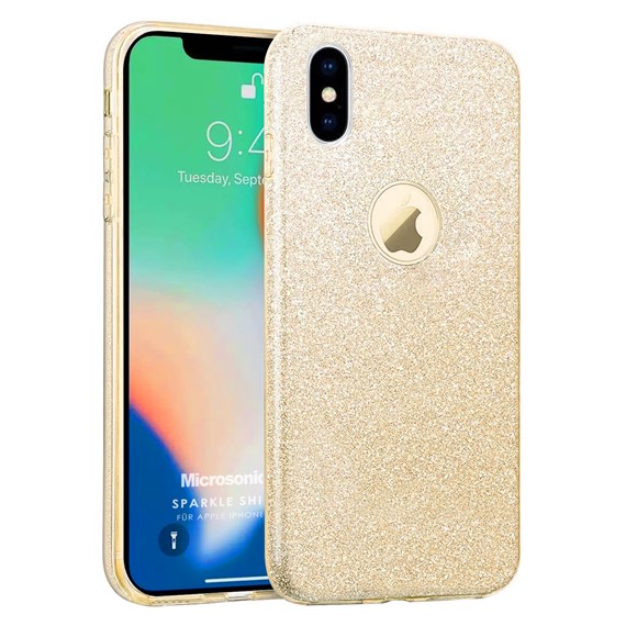 Microsonic Apple iPhone X Kılıf Sparkle Shiny Gold 1