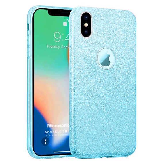 Microsonic Apple iPhone X Kılıf Sparkle Shiny Mavi 1
