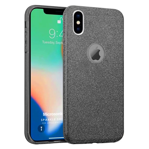 Microsonic Apple iPhone X Kılıf Sparkle Shiny Siyah 1