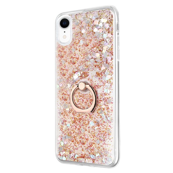 Microsonic Apple iPhone XR Kılıf Glitter Liquid Holder Gold 2