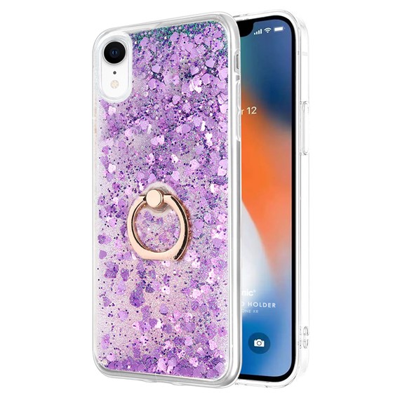 Microsonic Apple iPhone XR Kılıf Glitter Liquid Holder Mor 1