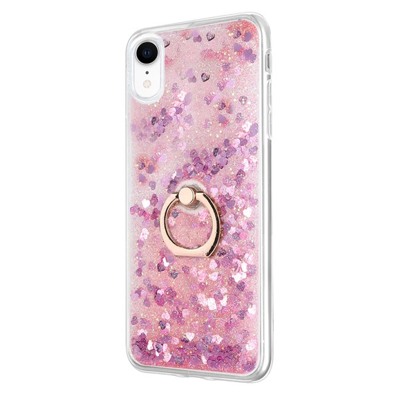 Microsonic Apple iPhone XR Kılıf Glitter Liquid Holder Pembe 2