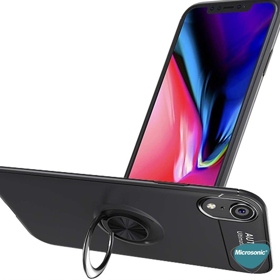 Microsonic Apple iPhone XR Kılıf Kickstand Ring Holder Kırmızı 4