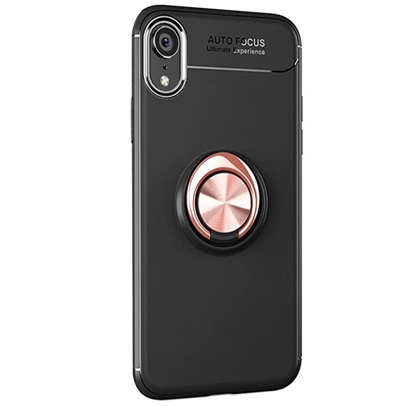 Microsonic Apple iPhone XR Kılıf Kickstand Ring Holder Siyah Rose 2