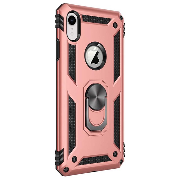 Microsonic Apple iPhone XR Kılıf Military Ring Holder Rose Gold 2