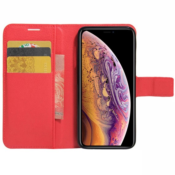 Microsonic Cüzdanlı Deri Apple iPhone XS Kılıf Kırmızı 1