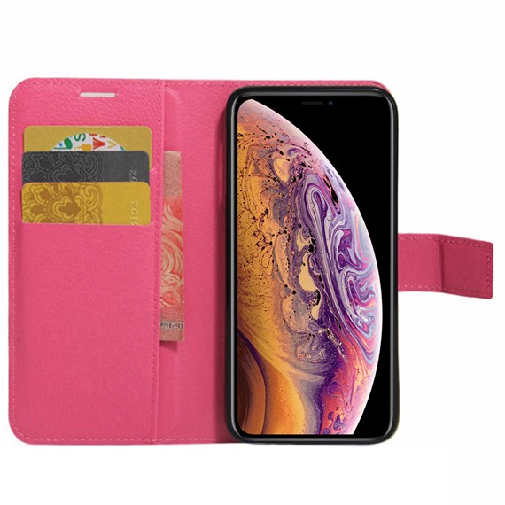 Microsonic Cüzdanlı Deri Apple iPhone XS Kılıf Pembe 1