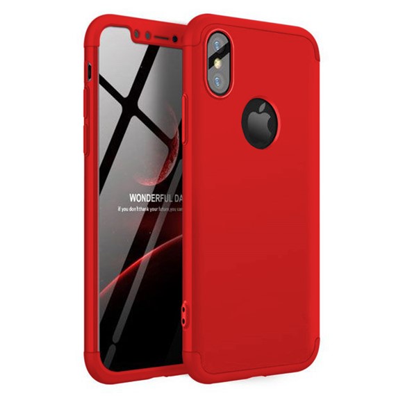 Microsonic Apple iPhone XS Kılıf Double Dip 360 Protective Kırmızı 1