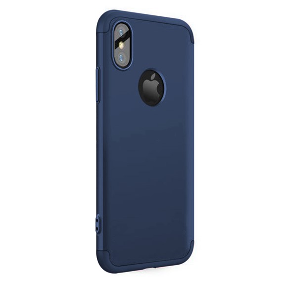 Microsonic Apple iPhone XS Kılıf Double Dip 360 Protective Lacivert 2