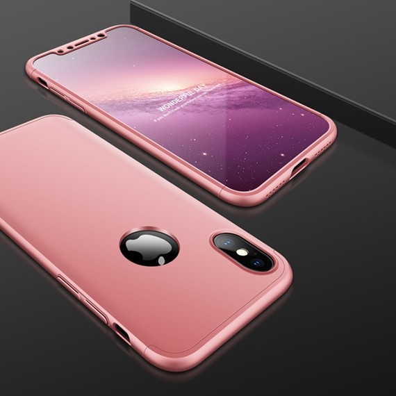 Microsonic Apple iPhone XS Kılıf Double Dip 360 Protective Rose Gold 3