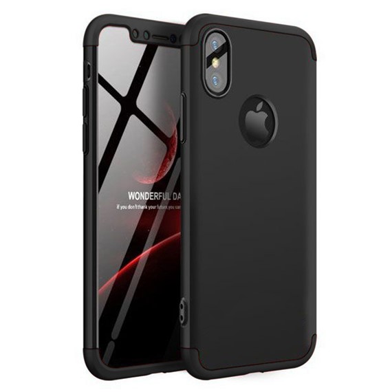 Microsonic Apple iPhone XS Kılıf Double Dip 360 Protective Siyah 1