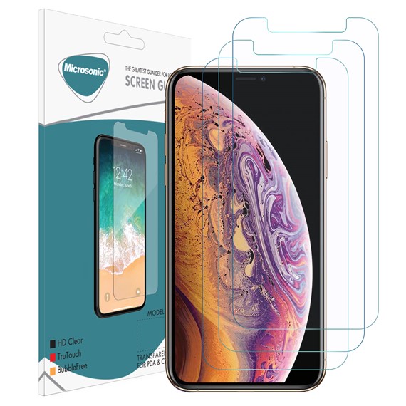 Microsonic Apple iPhone XS Ekran Koruyucu Nano Cam 3 lü Paket 1