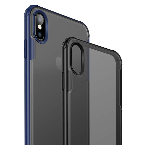 Microsonic Apple iPhone XS Kılıf Frosted Frame Lacivert 3