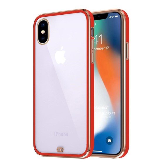 Microsonic Apple iPhone X Kılıf Laser Plated Soft Kırmızı 1