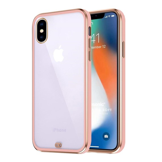 Microsonic Apple iPhone X Kılıf Laser Plated Soft Pembe 1