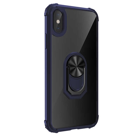 Microsonic Apple iPhone XS Max Kılıf Grande Clear Ring Holder Lacivert 2