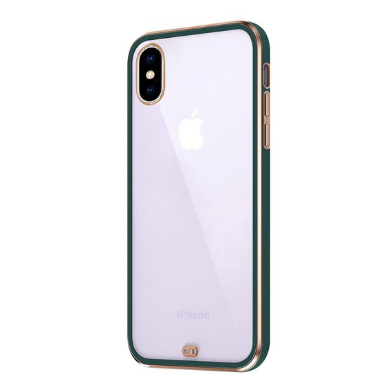 Microsonic Apple iPhone XS Kılıf Laser Plated Soft Koyu Yeşil 2